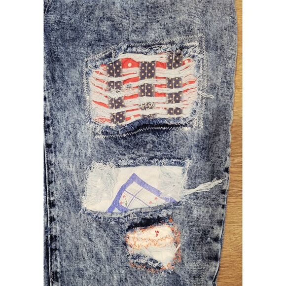 Boho patched plus size jeans lace 16 18 reworked upcycled patchwork diy eclectic - Picture 2 of 16